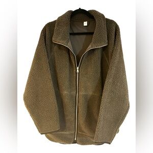 Old Navy Size Large Army Green Fleece Zip-up Jacket